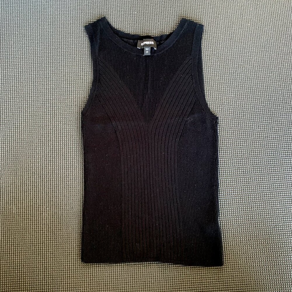 Like New S Black Express Sleeveless Ribbed Sweater Tank